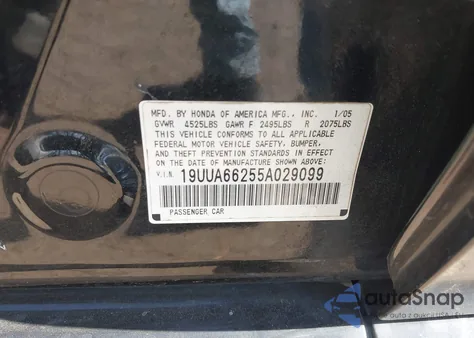 2005 Acura Tl z USA, uszkodzony, nr VIN 19UUA66255A029099